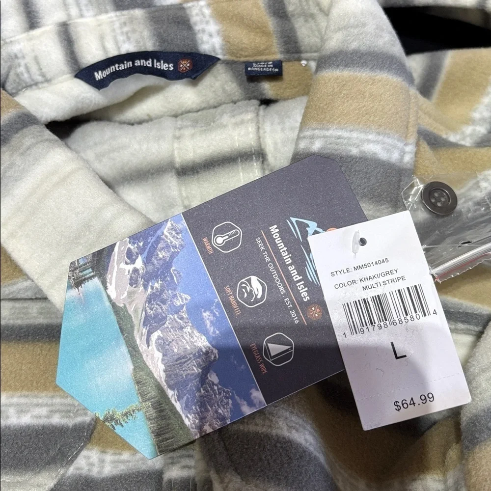 Mountain & Isles Button-Up Soft Fleece Shacket,Warm,chest pockets,eyeglass wipe